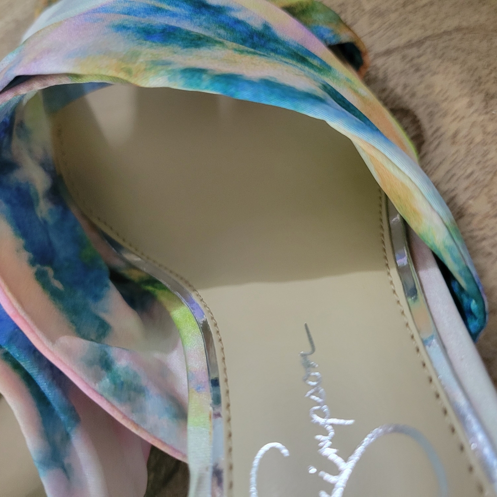NEW Jessica Simpson Noelene 8 M Watercolor Pastel Color Heels Silky Ankle Strap - Picture 8 of 10